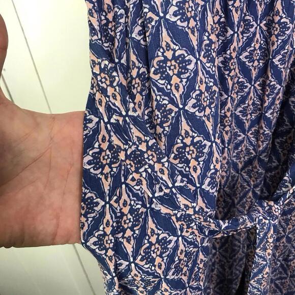 Lucky Brand Dress Womens Large Colorful Tie Waist Flutter Sleeve Midi Tie Waist - Picture 7 of 10